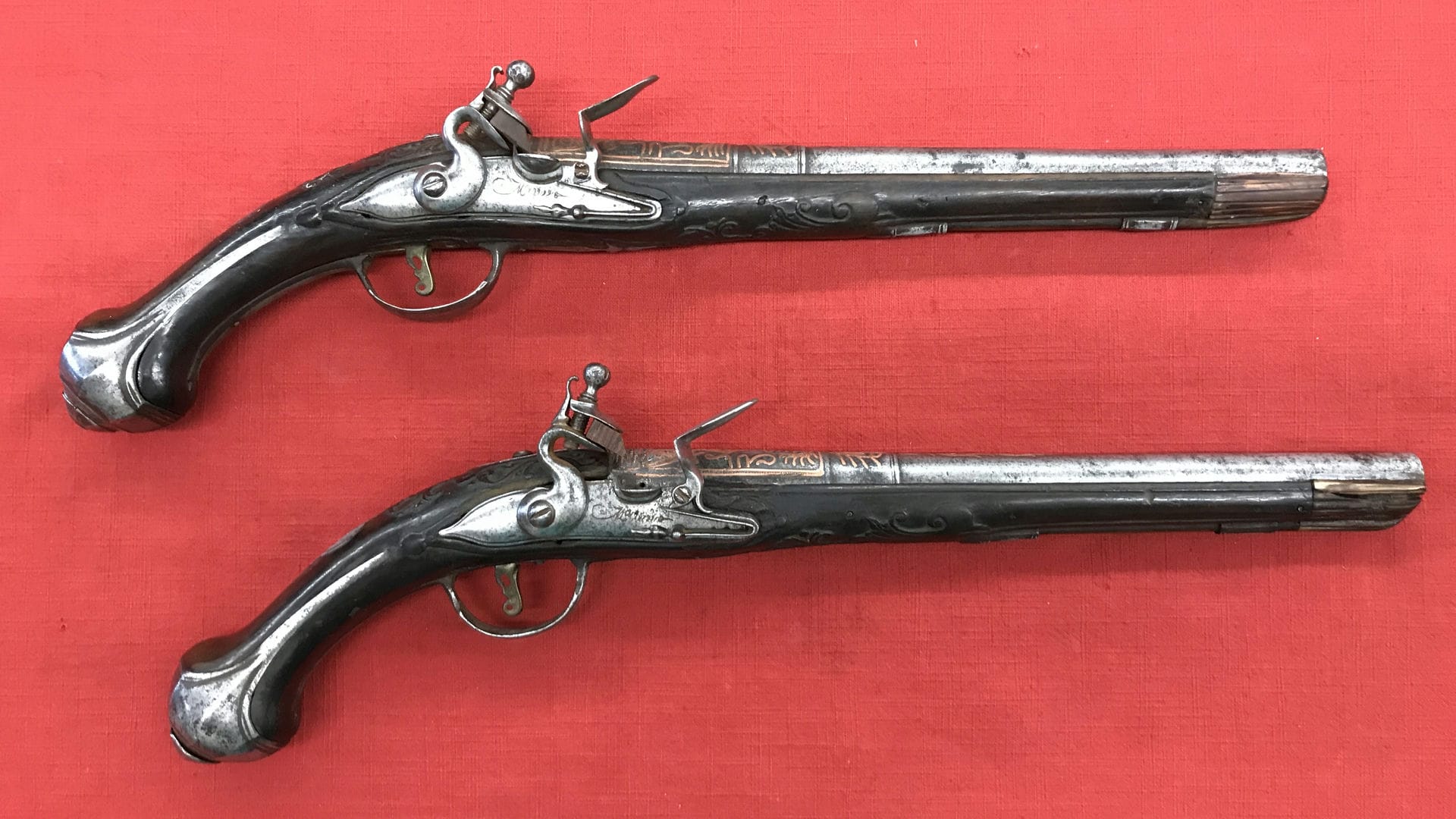 Cased Set of English Flintlock Officer's/Dueling Pistols by